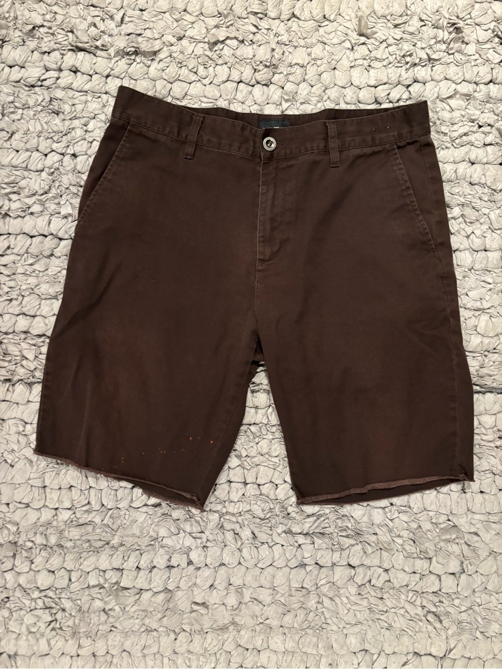 Men's Brown RVCA Skater Raw Hem Shorts